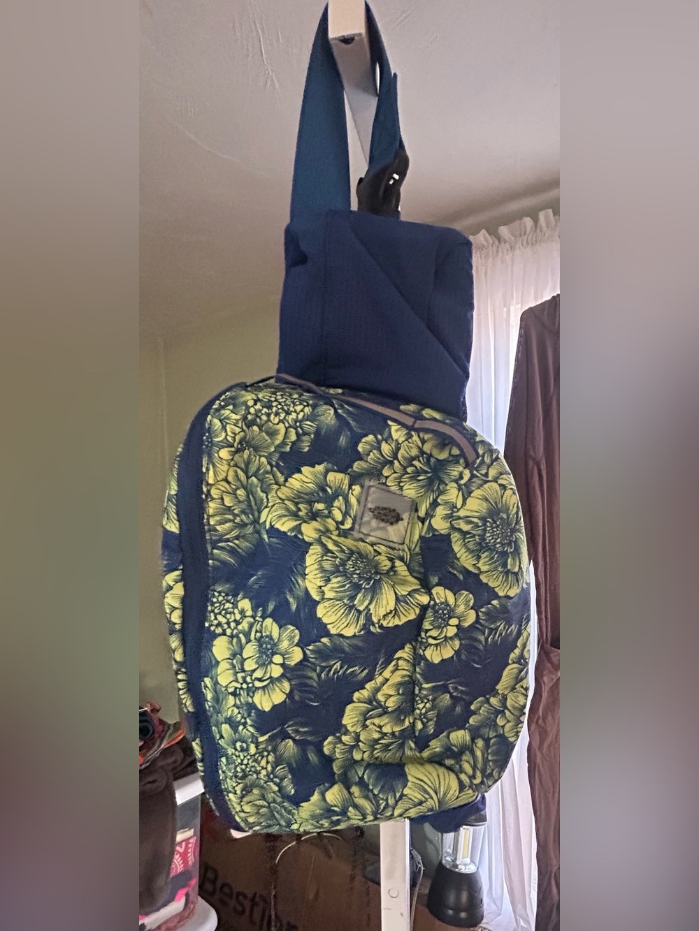 Free People Navy Blue Floral Fanny Pack / Crossbody - Yellow Floral Print